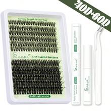 960pcs DIY Segmented False Lashes, 10-20mm Mixed Length, 30D,40D,60D,80D,100D DIY Eyelash Extension Set, Large Capacity Individual Lashes Set,Soft & Natural Individual Lashes, Easy DIY Long-Lasting Eyelash Bond&Seal, DIY Remover, DIY Eyelash Tweezers, Create 3D Dimensional Eye Makeup, For Home DIY, Travel, Daily Commute, Evening Party, Wedding Bride Makeup, Etc. - Black - View 10