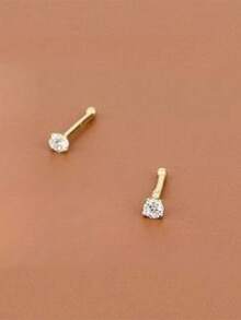 1对925纯银经典方形立方氧化锆鼻钉（6-10毫米），低过敏性银饰，适合女性日常佩戴、约会、度假、婚礼、派对、节日礼物 - 金色 - 查看 10