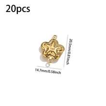 20 Pcs 18K Gold Plated Stainless Steel Pendants, Hollow Double‑Hole Retro Vacation Style Charms (Heart, Star, Shell, Etc.) For DIY Jewelry, Bracelets, Necklaces And Waist Chains Making - Pendant - View 15