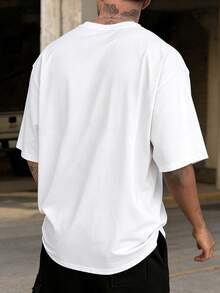 FRACTYR 男士夏季休闲街头时尚宽松复古卡通棒棒糖印花圆领短袖T恤 - 白色 - 查看 3