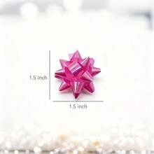 100pcs Star Gift Bows - 1.5 Inch Stick On Mini Bows For Gift Wrapping, Christmas Presents & Crafts (4 Colors: White, Gre1en, Pink, Purple) - 白紫色 - 查看 3