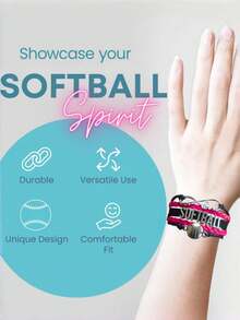 1pc Handmade Woven Lace-Up Letter Baseball Charm Bracelet - Adjustable Soft Ball Shaped Jewelry, Suitable As Gift For Athletes, Teams And Coaches - Multicolor - View 3