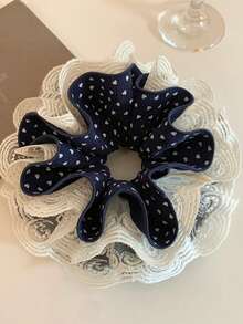 1个藏蓝色爱心蕾丝四层发圈，韩式优雅发绳，发圈，发带 - 彩色 - 查看 3