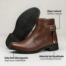 Women's Dress Boot With Lined Side Zipper And Low Heel - 鏽棕色 - 查看 2