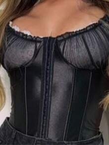 Corset With Straps, Perfect For Outings, Business Trips, And Many Other Occasions. One Size Fits Sizes 38 To 42. - Black - View 3