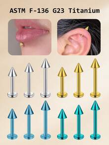 16G Spike Lip Studs Internal Thread Titanium Alloy Lip Piercing Jewelry,Labret Medusa Monroe Snake Bites Piercing Jewelry, 18G Cartilage Helix Tragus Daith Rook Earrings Piercing Jewelry For Womem Men 6mm 8mm 10mm 12mm - Pointed - View 2
