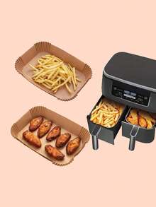 100张空气炸锅一次性衬垫，不粘防油烘焙纸，适用于所有空气炸锅，100张装 - 彩色 - 查看 3