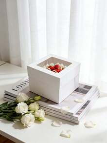 1pc/2pcs Large Cake Box, White Bread Box With Window, Cake Container With Lid, Suitable For Cake, Donut, Pie, Cookie, Wedding, Birthday, Party Cake Box - View 5