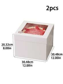 1pc/2pcs Large Cake Box, White Bread Box With Window, Cake Container With Lid, Suitable For Cake, Donut, Pie, Cookie, Wedding, Birthday, Party Cake Box - View 17