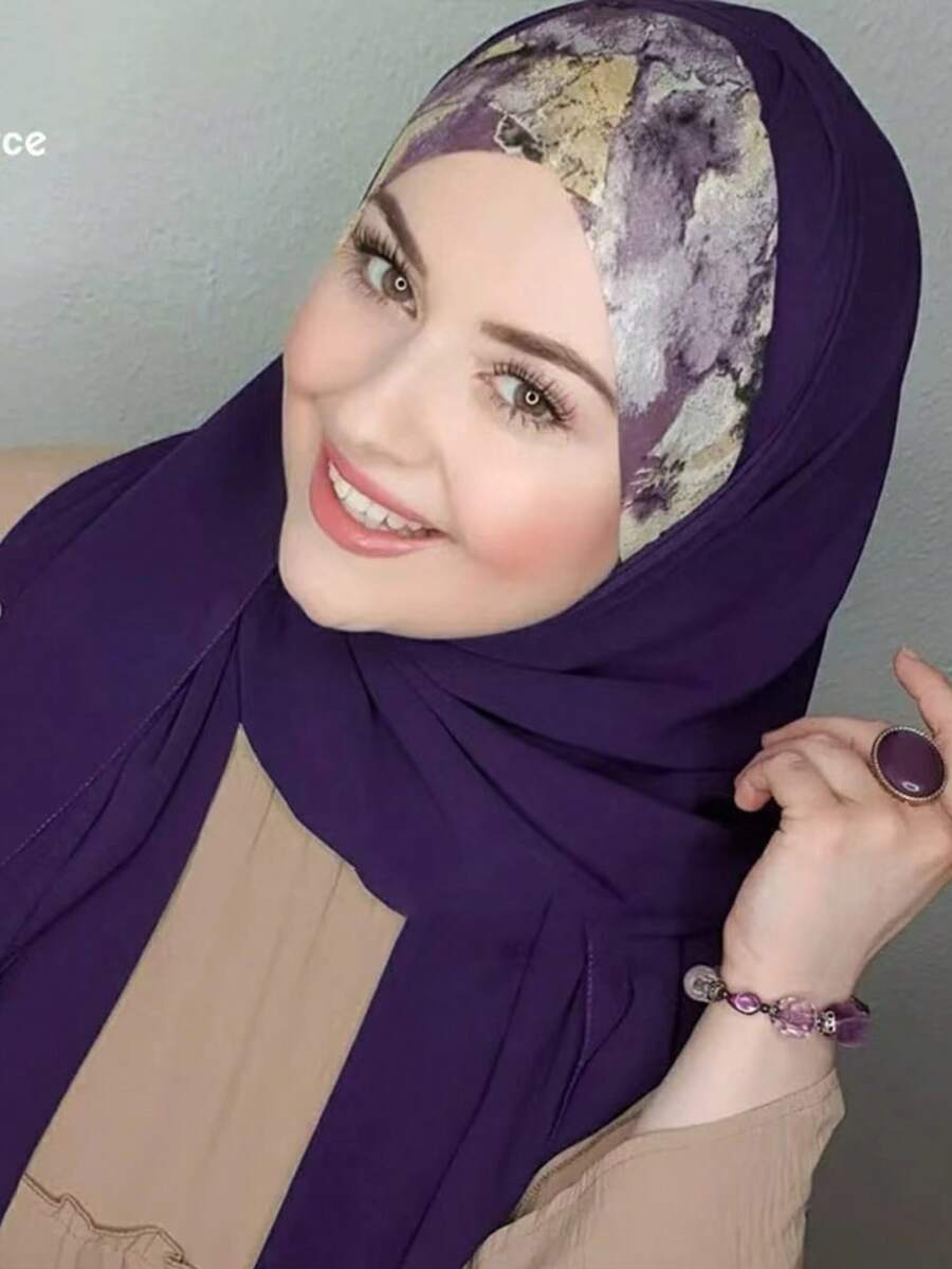 Printed Patchwork Headscarf, Soft & Drapey Turban Style Headwrap, Breathable Daily Wear