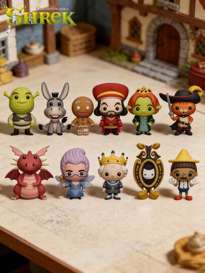 Universal 1 pieza Llavero con figura 3D de personaje de la película autorizada oficialmente, caja ciega con un personaje aleatorio que incluye a la Princesa Fiona, Asno, Gato con Botas, Espejo Mágico, etc. Llavero de personaje de película, figura de colección de dibujos animados, con broche para colgar en bolsos o llaves, diseño de dibujos animados lindo, modelo de colección de alta calidad, adecuado como regalo para amigos, Navidad o cumpleaños