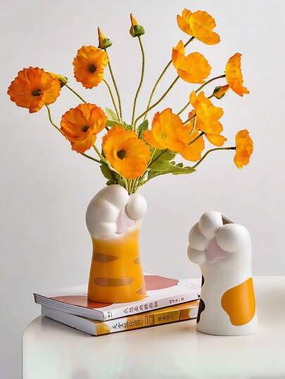 可爱卡通猫爪造型花瓶，树脂家居装饰花瓶，创意现代客厅卧室装饰