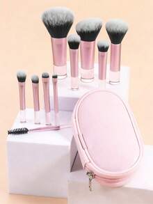 10件套经典多功能化妆刷套装，化妆工具，化妆刷套装，化妆刷套装，化妆刷套装，全套化妆刷，化妆刷套装，全套化妆工具，刷子套装，化妆刷套装，化妆礼盒套装 - 粉色 - 查看 8