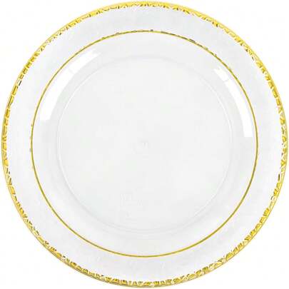 1 Set Transparent Dual-Rim Pomegranate Pattern Plates, Rainbow Dual-Rim Hammered Plates, Includes 7.5-Inch Small Plate And 10.25-Inch Large Plate, Two Sizes Available, Stackable, Suitable For Outdoor Picnics, Weddings, Parties, Birthdays, Holidays, Dining Events And Various Occasions