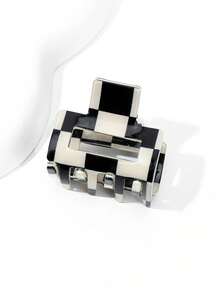 1个女士复古焦糖条纹蓝棕色醋酸纤维发爪夹，优雅百搭小巧发爪，适合日常装饰、户外休闲、约会夏季发饰沙滩发夹度假发夹 - 彩色 - 查看 5