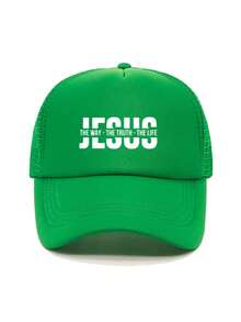 1件装时尚海绵帽，印有耶稣字母，成人卡车司机帽、棒球帽、钓鱼帽，趣味礼物帽，男女皆宜，春夏款 - 彩色 - 查看 16