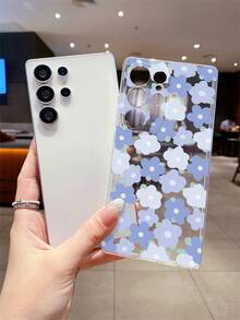 1pc Oil Painting Blue Flower Pattern Android Phone Case, Precise Cutout Camera Protection Suitable For Samsung Galaxy S25 Ultra/Galaxy S24 Ultra/S24/S23 Ultra/A56 5G/A55 5G/A52s 5G/A26 5G, Nothing, Pixel, Protective Cover - Clear - View 4