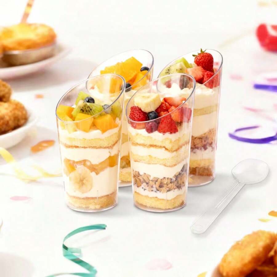 Angled Rim Round Cups, Mousse Cups, Pudding Cups, Dessert Cups, Suitable For Weddings, Holidays, Parties