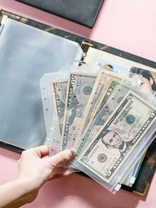 12pcs A5/A6 Binder Pockets, 6 Hole Budget Cash Envelopes For Budgeting, Clear Zipper Folders Planner Inserts Loose Leaf Bags Binder, Waterproof PVC Document Pouch Filing, Back To School Season - Sets - View 10