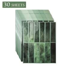 10/30pcs Green Brick Pattern Peel And Stick Tile Backsplash, Waterproof Wall Sticker For Living Room, Kitchen, Bathroom, Zellige Style - Green - View 8
