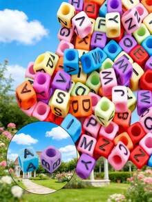 100/1000 件/包白色背景黑色字母珠，6 毫米亚克力方形英文字母珠，DIY 珠宝制作用品，装饰配件 | 溢出珠子 | 用于珠宝制作的耐用珠子材料 - 白色 - 查看 39