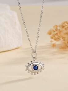 1件S925纯银恶魔之眼吊坠项链，男女皆宜，低过敏性，四叶草和立方氧化锆项链，适合作为周年纪念/生日礼物送给女孩 - 惡魔之眼 - 查看 3