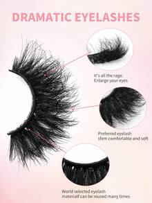 ENCHUW 4 Pairs Lashes Fluffy Wispy False Eyelashes D Curl Faux Mink Lashes That Look Like Extensions Dramatic Long Volume Lashes Pack - Black - View 3