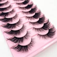 5D Faux Mink False Eyelashes 10 Pairs, Fluffy Soft Crisscross Style, Natural Extension Thick Voluminous Daily Lashes - Black - View 5