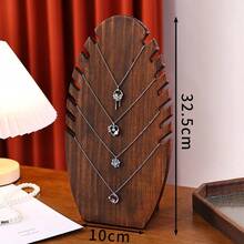 1pc Wooden Jewelry Display Stand, Necklace & Bracelet Holder, Pendant & Bead Organizer, Retail Display Prop - Walnut Color - View 10
