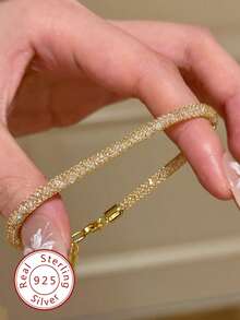 1pc Sparkling Diamond Moneybag Bracelet, S925 Or 925 Sterling Silver Delicate Jewelry Gift For Women, Bride, Birthday, Date Essential - Money Bag Bracelet - View 1