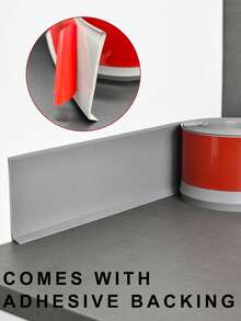 1卷柔性踢脚线装饰条，4*39.3英寸（10*100厘米）自粘乙烯基墙底，即撕即贴式弧形踢脚线，橡胶墙底，踢脚线装饰条 - A - 查看 6