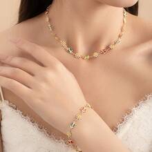 1条混色雏菊项链，1/2件雏菊项链手链套装（含蝴蝶吊坠） - 蝴蝶雛菊項鍊手鍊套裝 - 查看 4