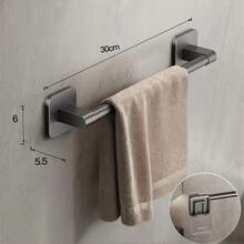 Soporte para toallas de baño, estante para pantuflas sin perforaciones, estante para toallas montado en la pared, barra para toallas, accesorios de cocina y baño X4Z9 - Gris--40CM - Ver 12