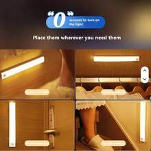 4pcs Motion Sensor Lights, Bedroom Night Lights Bars, USB Rechargeable LED Lights, Suitable For Room, Cabinet, Closet, Corridor And Stairs, 19.69 Inch/11.81 Inch/7.87 Inch/3.94 Inch, Warm Light/White Light - 4 Warm-colored Pieces - View 6