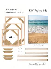 1組木製畫布框松木內框DIY框架套件，適用於30x40cm 40x60cm 50x70cm畫布，鑽石畫、畫廊式包邊油畫、牆面藝術裝飾（畫布尺寸必須大於框架），入厝禮物 - 彩色 - 查看 2