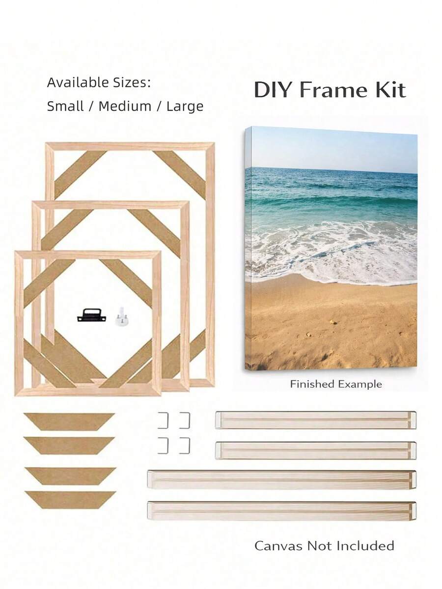 1組木製畫布框松木內框DIY框架套件，適用於30x40cm 40x60cm 50x70cm畫布，鑽石畫、畫廊式包邊油畫、牆面藝術裝飾（畫布尺寸必須大於框架），入厝禮物