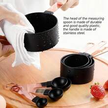 8pcs Measuring Cup & Spoon Set, Stackable Nested Measuring Cups, Stainless Steel Handles, For Measuring Dry & Wet Ingredients, Mini Tea Spoon - Plastic Head - Multicolor - View 2