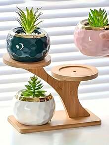 1pc Multi-Tier Succulent Plant Stand, Thickened Desktop Organizer Rack For Living Room, Office, Balcony, Green Plant Display Holder - Multicolor - View 8