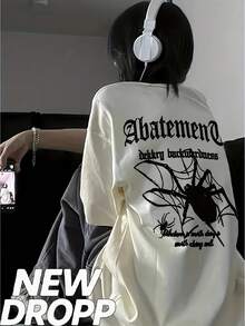 Street Style Casual Gothic Spider Dark Insect Web Unisex Men's Women's 100% Cotton Top Premium Streetwear New Release Immediate Shipping Various Colors!! - 白色 - 查看 1