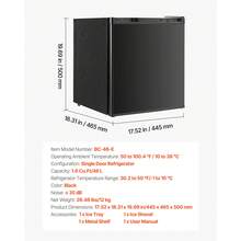 Mini Fridge, 1.6 Cu.Ft, Single Door Compact Refrigerator, Adjustable Temperature, Metal Shelf, Energy Efficient Small Refrigerator, Reversible Door, Low Noise, For Bedroom Dorm Office, Black - 1.6 Cu.Ft, Single Door, Black - View 7