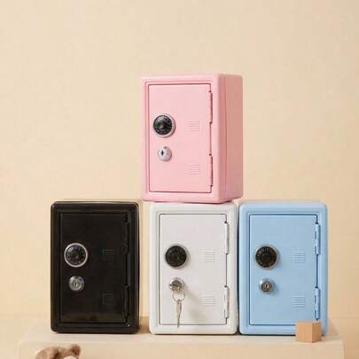 POKOJA LAND 1pc All-Metal Password Piggy Bank With Built-In Removable Coin Box + 2 Keys, Minimalist White Password & Key Dual-Lock Metal Money Saving Box, Birthday Gift