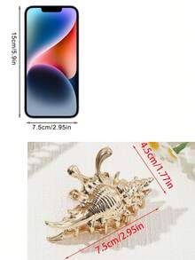 1 chiếc kẹp tóc kim loại hình nơ tối giản cỡ trung bình, phụ kiện tóc nữ mùa hè, thích hợp cho kỳ nghỉ biển. - Vàng - Xem 3