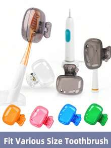 2/4/5pcs Travel Toothbrush Head Protector Cover, Electric Toothbrush Head Protective Case, Portable Plastic Clip, Home & Travel Use - Multicolor - View 3