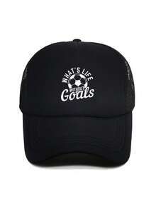 1pc Fashion Sponge Cap WHAT'S LIFE WITHOUT GOALS Letter Printing Adult Truck Driver Hat Baseball Hat Fishing Hat Funny Gift Hat For Men And Women Spring And Summer - Multicolor - View 7