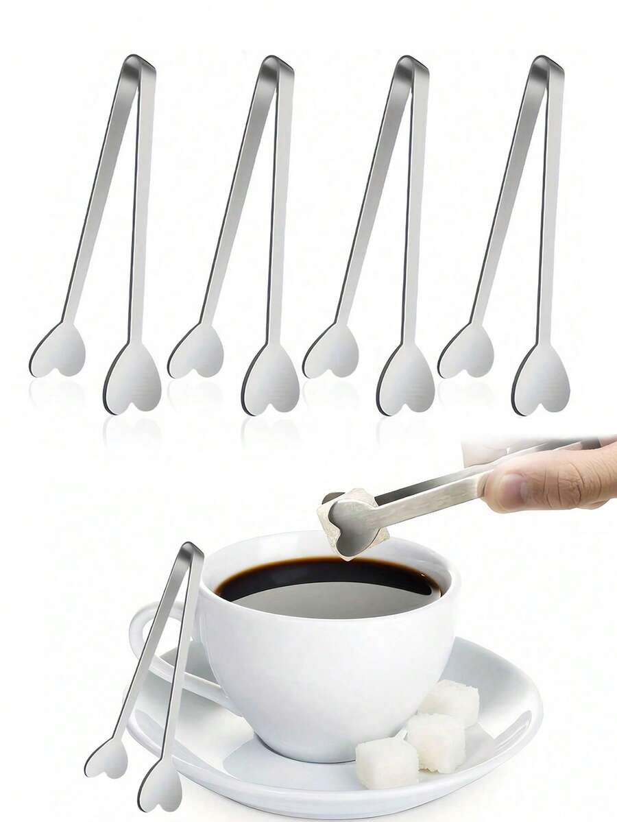 1pc/2pcs/4pcs Mini Serving Tongs,Heart Shaped Mini Tongs,Ice Tongs Stainless Steel Mini Tongs,Stainless Steel Small Tongs,Small Tongs For Serving Food,Sugar Tongs,Ice Tongs,Kitchen Tongs Mini Serving Utensils For Appetizers,Tableware,Kitchen Tools - Multicolor - View 1