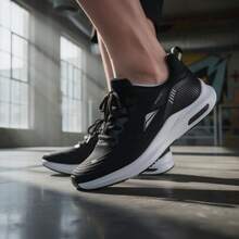 Women's Sneakers: Comfortable And Lightweight For Running And Gym - Black/White - View 8