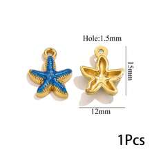 1/5 Pcs Stainless Steel Enamel Starfish Charms For Jewelry Making DIY Bracelet Necklace Jewelry Gold Pendants Handmade Crafts - Multicolor - View 12