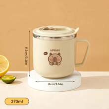 1个270毫升迷你可爱水豚牛奶杯,儿童吸管手柄水杯,密封防漏316不锈钢吸管杯,便携式双层保温茶牛奶咖啡杯,防烫饮水杯,适合学生和成人居家、学校、办公室、聚会、露营、野餐等场合使用。 - 彩色 - 查看 18