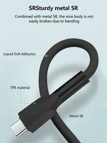 1 pieza Cable de carga rápida USB-C de silicona líquida negra, cable de datos tipo C compatible con Huawei, teléfonos, 1/1.5/2M - Negro - Ver 6