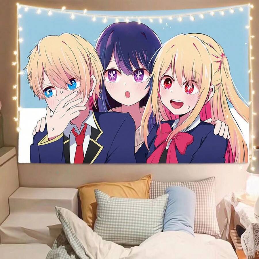 Oshi No Ko Tapestry Ruby Hoshino Ai Hoshino Soft Wall Poster - 白色 - 查看 1